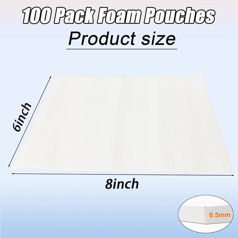 XHMAXE 100PCS Cushioning Foam Pouche, 6x8Inch Packing Pouche Packing Supplies for Moving and Storing, Foam Pouches for Small Fragile Items/Small Electronic Products/Cosmetic Products/Jewelry/Glasses/Cups. - Image 2